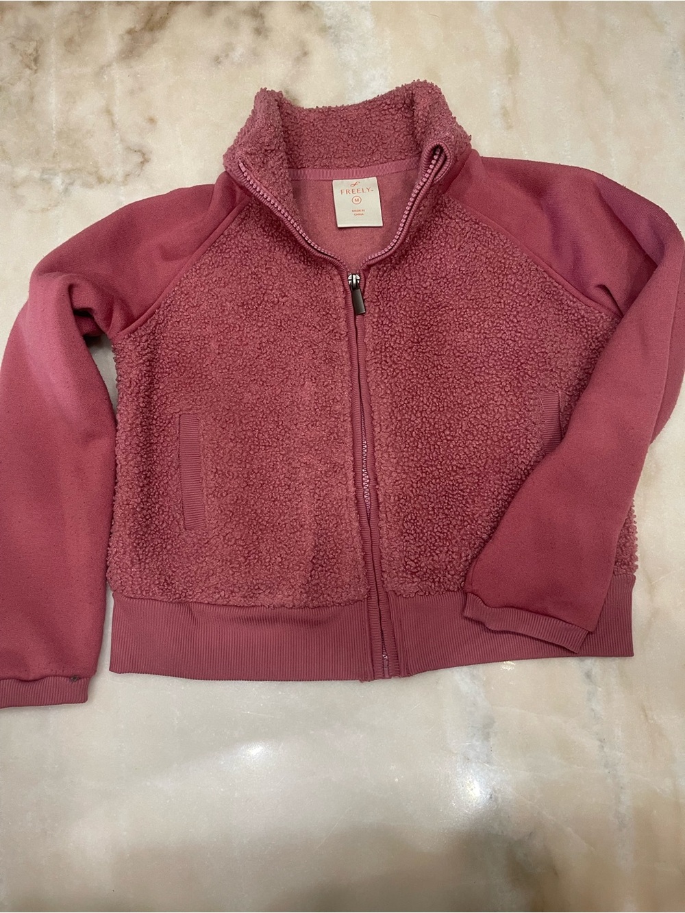 Freely Cozy Sherpa Zip-Up Jacket - Dusty Rose